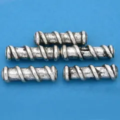 15g Bali Spiral Tube Beads Antq Silver Plt 22.5mm App 4