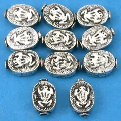 15g Fluted Frog Beads Antq Silver Plated 11mm Approx 10
