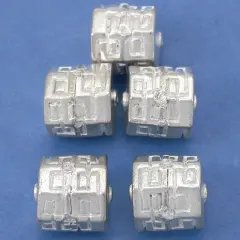 19g Octagon Barrel Bali Bead Silver Plt 13.5mm Approx 4