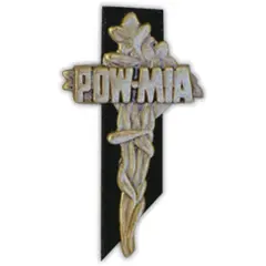 POW MIA Memorial Cross Pin 1 7/16"