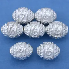 Bali Barrel Rope Beads Silver Plt 16gr 10.5mm Approx 6