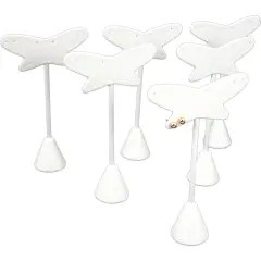 6 White Butterfly Earring Stand 5 Pairs Displays 5.75"