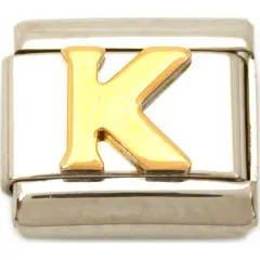 K Italian Charm Gold Plated Letter