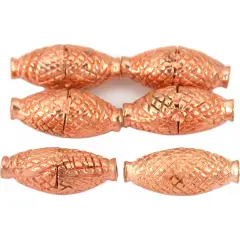 Fluted Oval Tube Beads Copper Plated 18.5mm Approx 5
