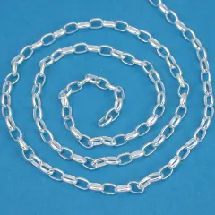 St. Silver Oval Rolo Wide Chain Bulk By The Foot 2.5mm