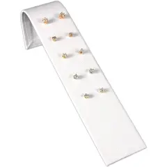 White Leather Earring Ramp Holds 5 Pair Jewelry Display