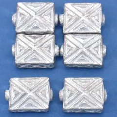 Rectangle X Beads Silver Plated Tube 13mm 15g Approx 6
