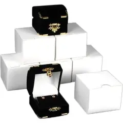 6 Earring Gift Boxes Black Flocked Jewelry Case Display