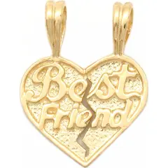 Best Friends Heart Charm Breakable 14k Gold 14mm