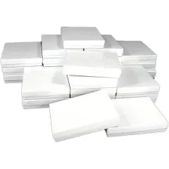 25 White Swirl Cotton Boxes Necklace Gift Box Displays 6 1/8"