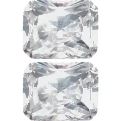 2 White Emerald Cut Faceted Cubic Zirconia CZ 6x8mm