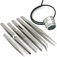 7 Watchmakers Hobbyists Jewelers Tweezers Eye Loupe