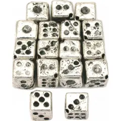Dice Cube Beads Antique Silver Plated 7mm Approx 15Pcs
