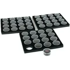 48 Gem Jars Gemstone Tray Showcase Travel Display Black