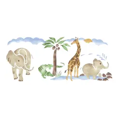 Safari with an Alligator Wall Stencil | 1052R by Designer Stencils | Animal & Nature Stencils | Reusable Art Craft Stencils for Painting on Walls, Canvas, Wood | Reusable Plastic Paint Stencil for Home Makeover | Easy to Use & Clean Art Stencil