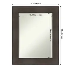 Beveled Bathroom Wall Mirror, William Rustic Woodgrain Frame
