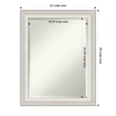 Beveled Bathroom Wall Mirror, Trio White Wash Silver Frame