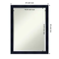 Beveled Wood Bathroom Wall Mirror, Madison Black Frame
