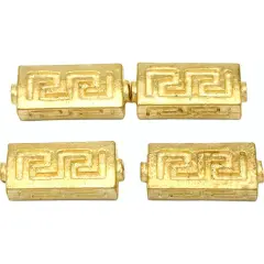 Rectangle Beads Gold Plated Tube Beading 19mm Approx 4