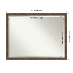 Beveled Wood Bathroom Wall Mirror, Regis Narrow Frame