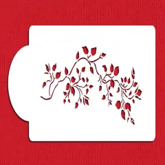 Rosebud Vine Cake Stencil | C047 by Designer Stencils | Cake Decorating Tools | Baking Stencils for Royal Icing, Airbrush, Dusting Powder | Reusable Plastic Food Grade Stencil for Cakes | Easy to Use & Clean Cake Stencil