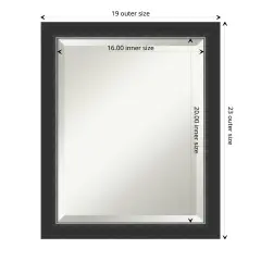 Beveled Wood Bathroom Wall Mirror, Corvino Narrow Black Frame