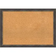 Cork Board, Bark Rustic Char Narrow Frame - Bulletin Board, Organization Board, Pin Board