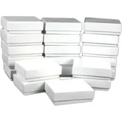 20 Cotton Boxes White Pendant Chain Charm Jewelry Displays 2 1/8"