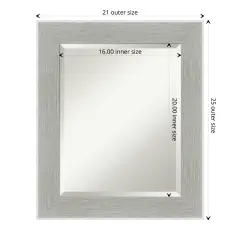 Beveled Bathroom Wall Mirror, Glam Linen Grey Frame