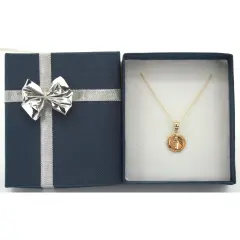 14K Yellow Gold St.Jude Medal Charm with 18" Gold Cable Chain & Gift Box