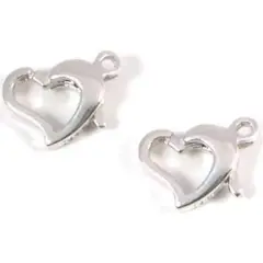2 Sterling Silver Floating Hearts Lobster Clasps 11mm