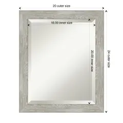 Beveled Bathroom Wall Mirror, Dove Greywash Narrow Frame