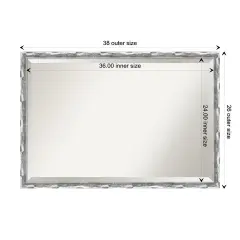 Beveled Bathroom Wall Mirror, Scratched Wave Chrome Frame
