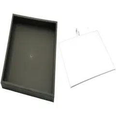 Black Open Square Stackable Jewelry Display Tray w/ White Leather Pad Insert
