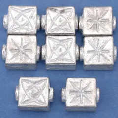 15g Fluted Square Star Beads Silver Plt 10mm Approx 7