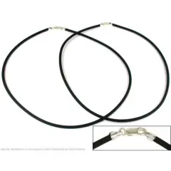Rubber Cord Necklaces Black 18" 2Pcs