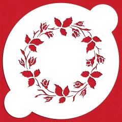 Ring of Roses Cake Stencil | C022 by Designer Stencils | Cake Decorating Tools | Baking Stencils for Royal Icing, Airbrush, Dusting Powder | Reusable Plastic Food Grade Stencil for Cakes & Cookies | Easy to Use & Clean Cake & Cookie Stencil