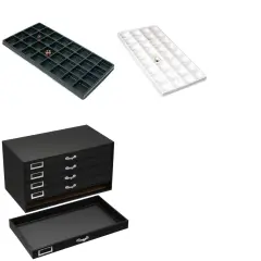 Black FindingKing 5-Drawer Jewelry Case w/ 5 Black & White 32-slot Plastic Trays
