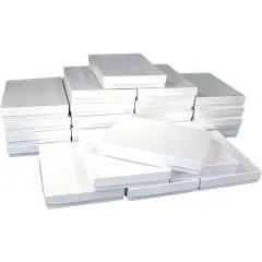 25 White Swirl Cotton Boxes Necklace Jewelry Gift Box Displays 7 1/8"