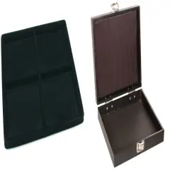 Black Square Jewelry Case (Single Metal Latch) w/ Black 4-slot Plastic Tray