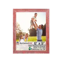 Rustic Farmhouse Standard 6 in. x 9 in. Tabletop Reclaimed Wood Picture Frame Red