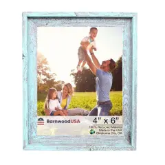Rustic Farmhouse Signature Series Tabletop Reclaimed Wood Picture Frame Blue