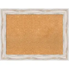 Cork Board, Alexandria White Wash Wood Frame - Bulletin Board, Organization Board, Pin Board Natural Cork