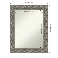 Amanti Art Non-Beveled Wood Wall Mirror, Silver Luxor Frame