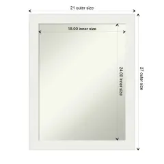Amanti Art Non-Beveled Wall Mirror, Vanity White Narrow Frame