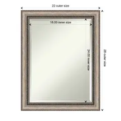 Beveled Bathroom Wall Mirror, Lyla Ornate Silver Frame