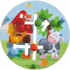 HABA Motor Skills Board On the Farm - Double Sided Wooden Color and Shape Recognition Fun Ages 1 + Multicolor
