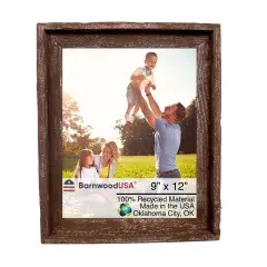 Rustic Farmhouse Signature Series 9 in. x 12 in. Reclaimed Wood Picture Frame Brown