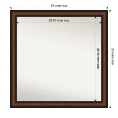 Amanti Art Non-Beveled Wall Mirror, Yale Walnut Frame