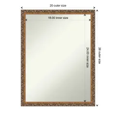 Amanti Art Non-Beveled Wood Wall Mirror, Antique Bronze Frame